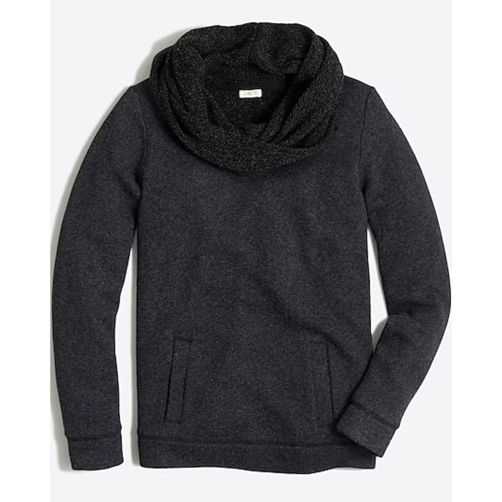 J Crew Funnelneck Sweatshirt Sweater Charcoal Gray‎ Wool Blend Cowl Neck Small